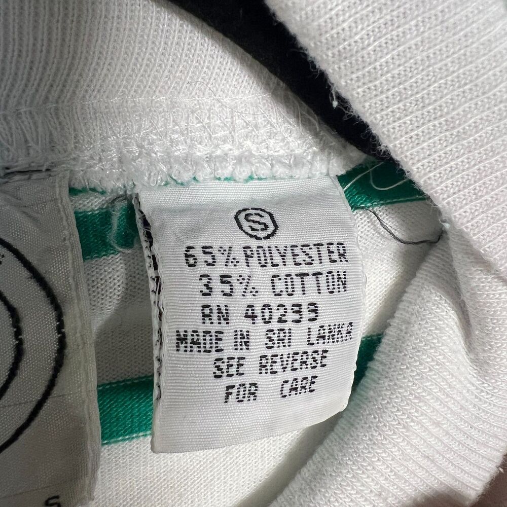 Vintage Mock Neck Sweatshirt Erika Green White Striped Floral Cottagecore Sz SP - Picture 10 of 11